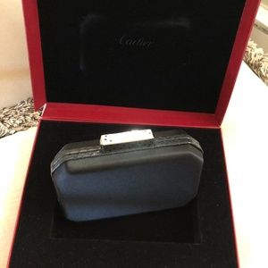 Cartier clutch evening bag, silver trim.